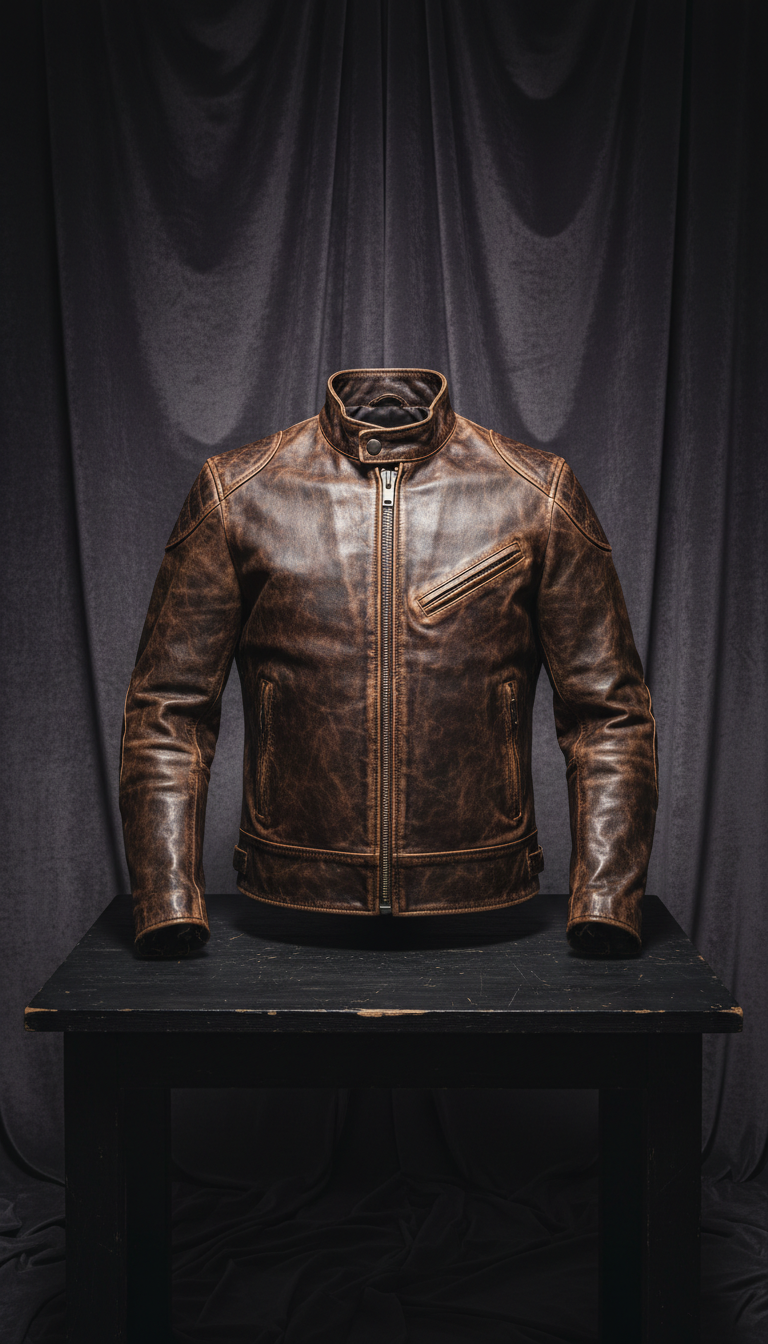 Distressed Leather Riding Jacket