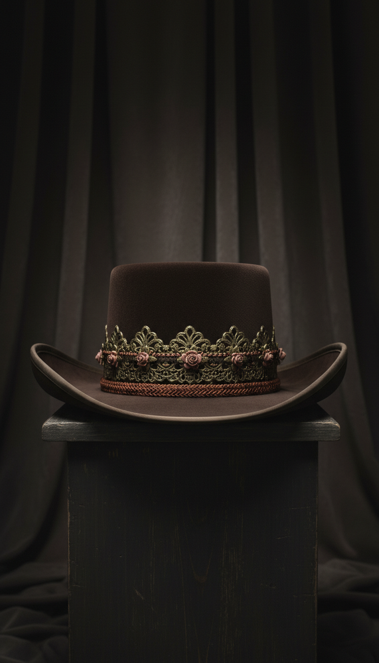 Wide-Brim Hat With Velvet Band